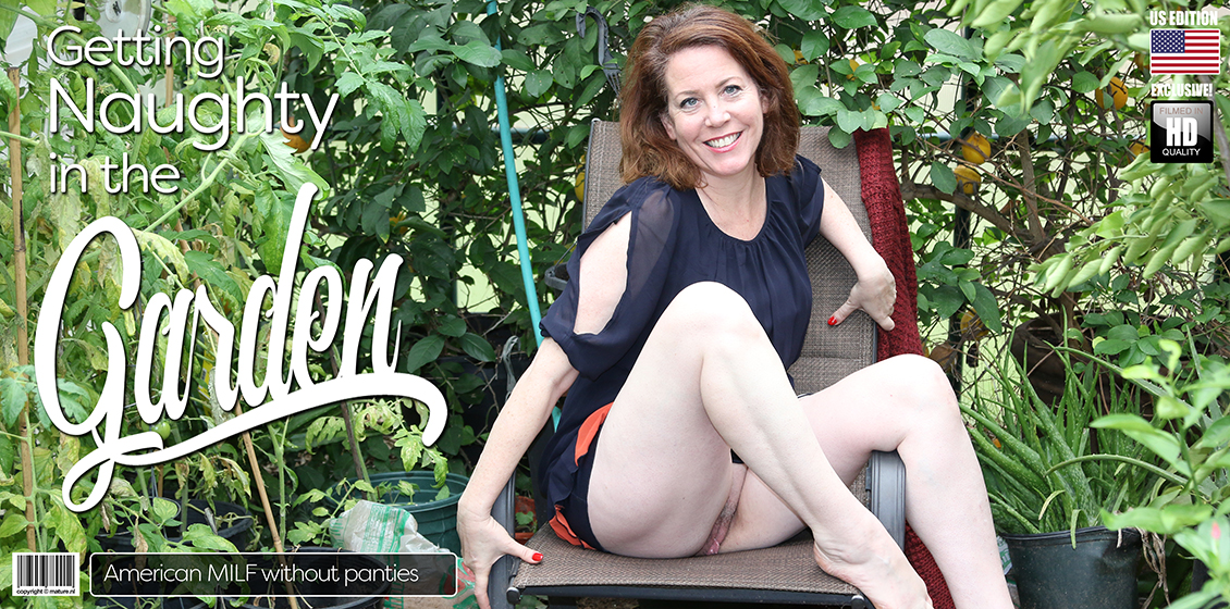 Naughty Mature Brie Loves Getting Her Pussy Done in Her Garden