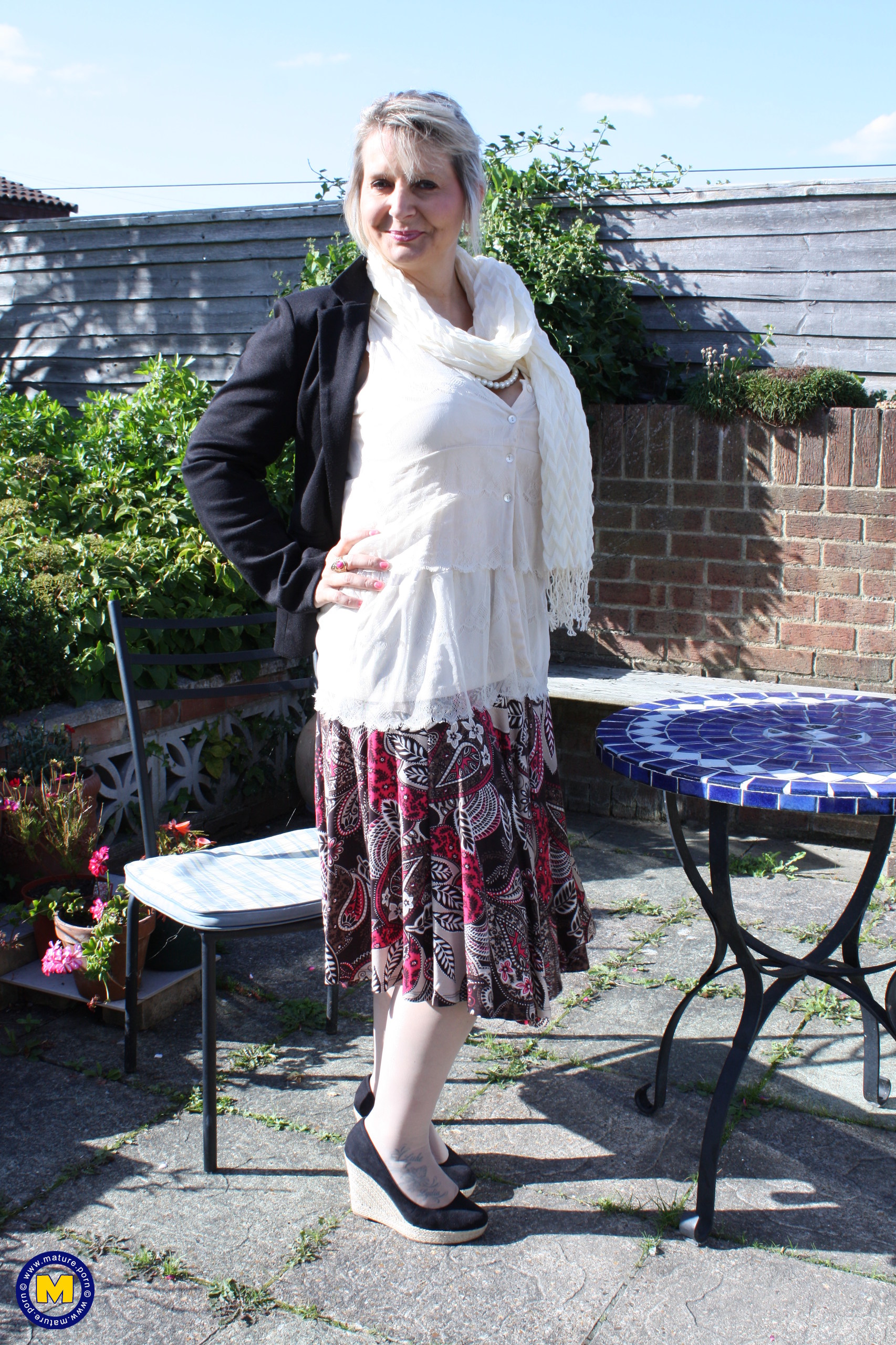 Big Breasted Housewife Playing Outside