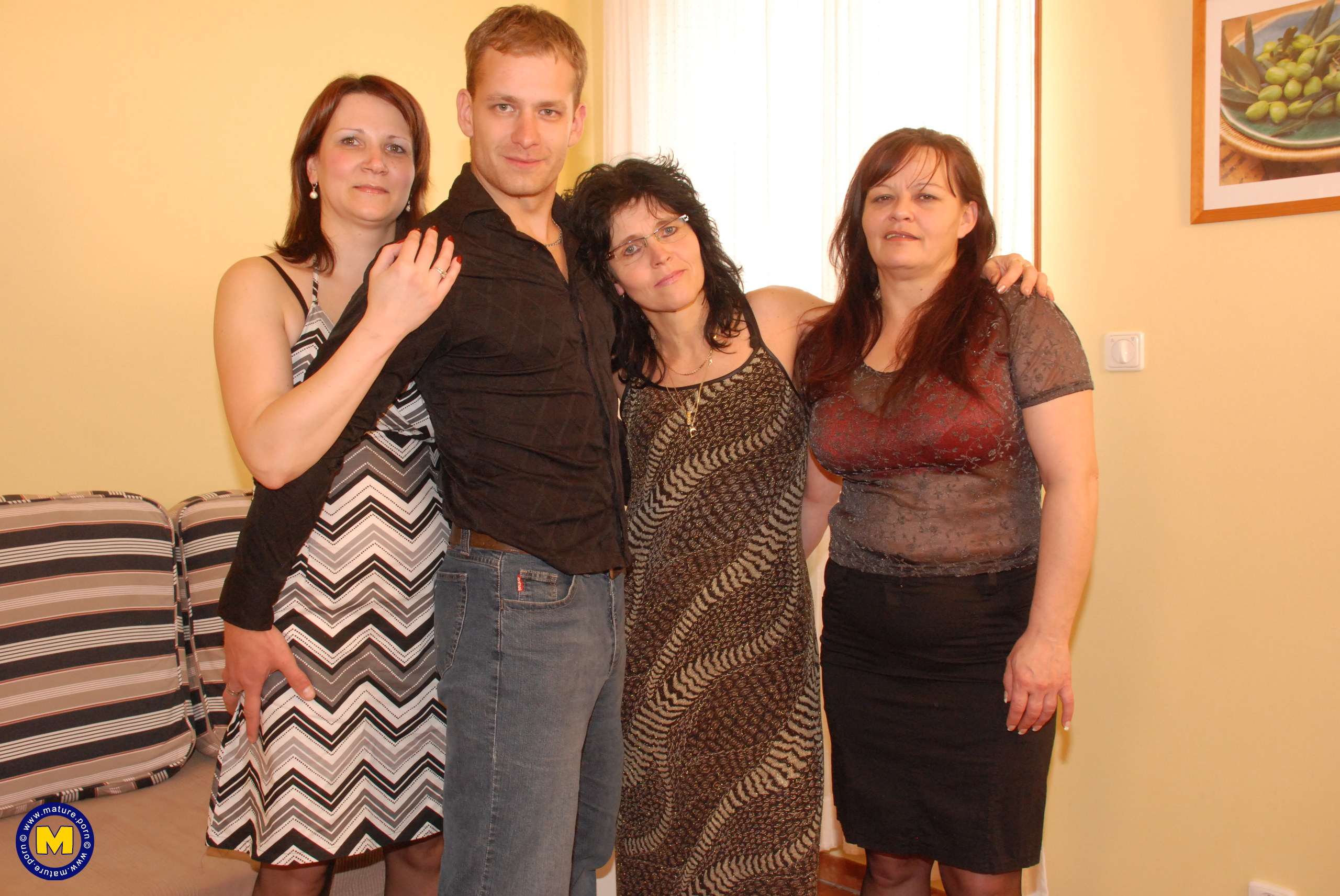 Three mature woman getting fucked by an handsome toyboy - Mature.nl