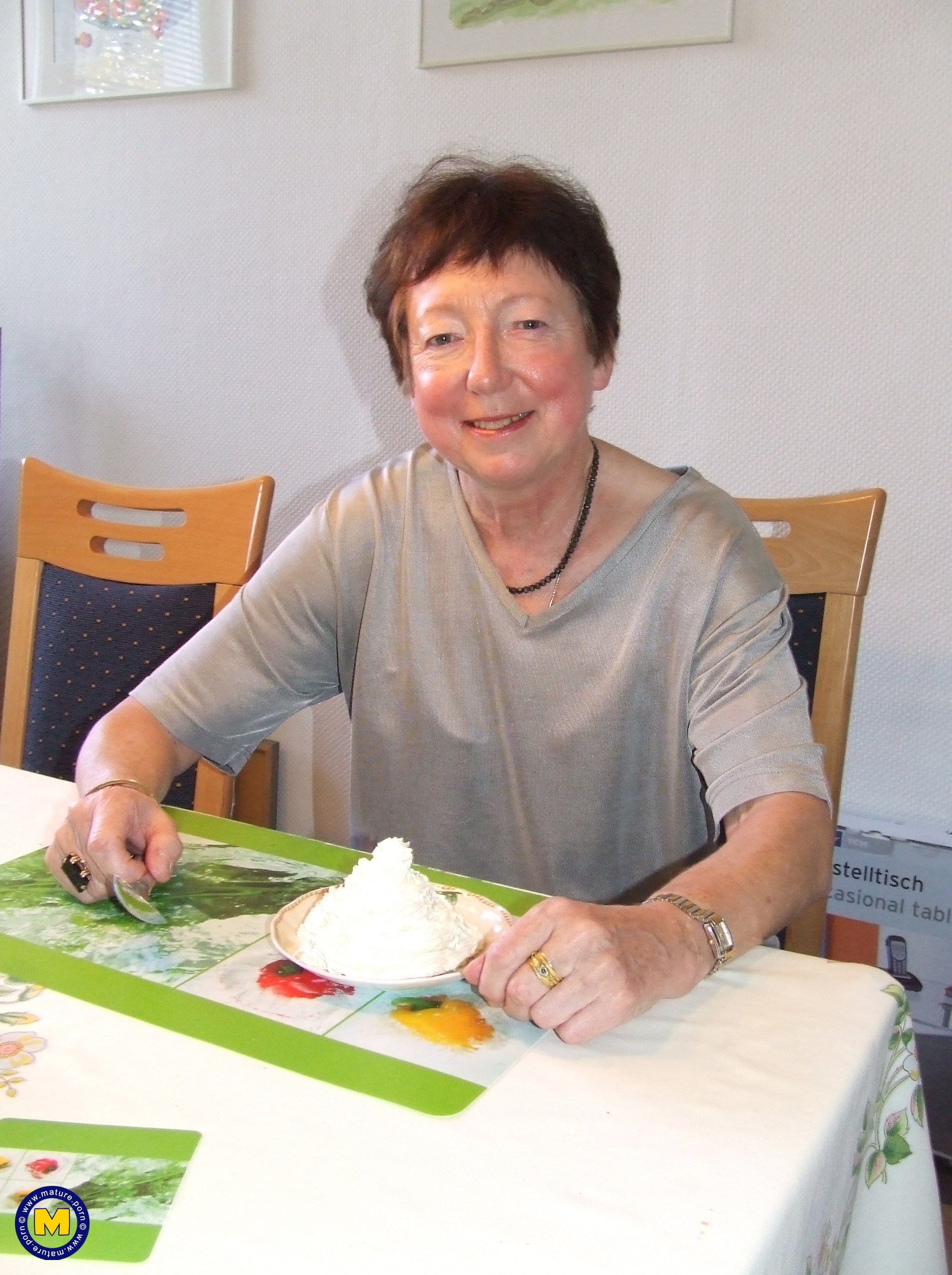 Grandma Covers Herself Under Whipped Cream