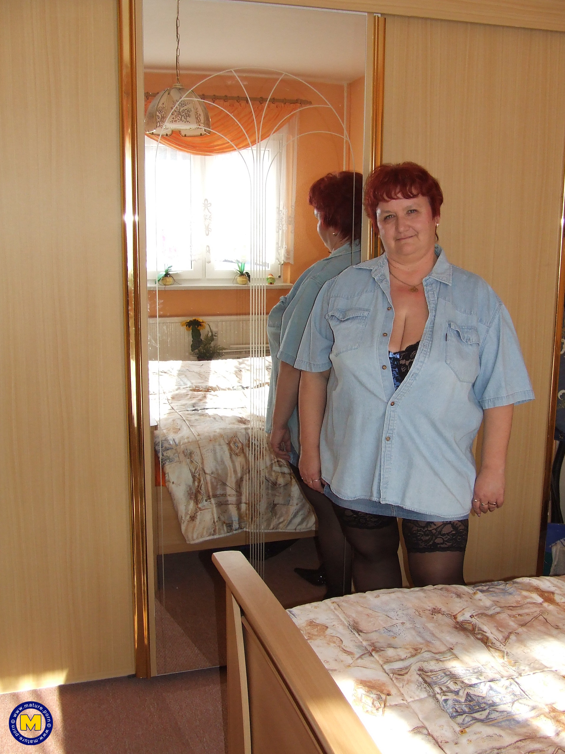 Red Mature BBW Playing with Her Pussy