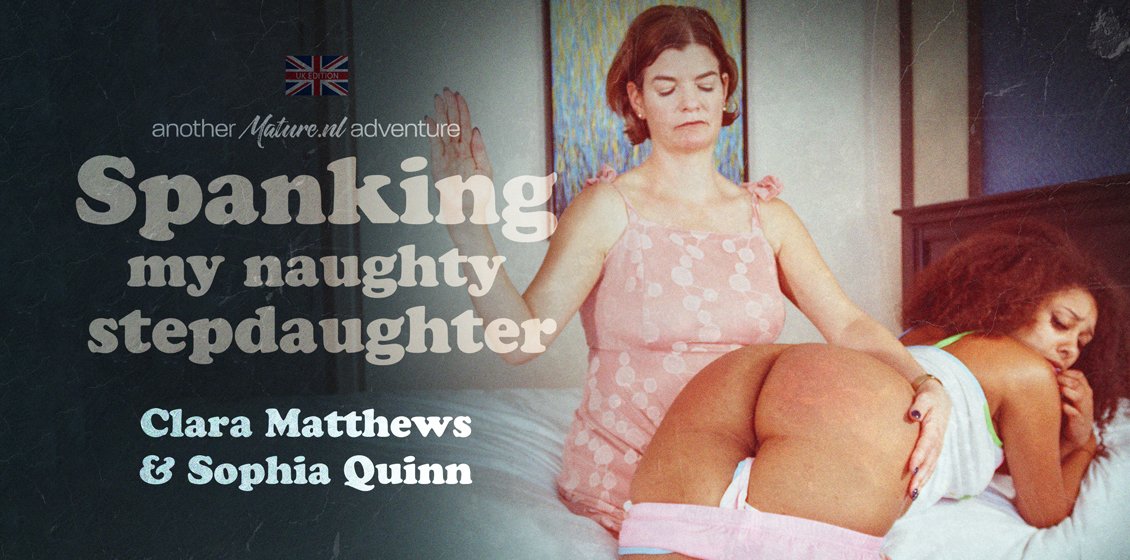 Teeny Sophia Quinn gets spanked by her wicked stepmom Clara Matthews after being naughty